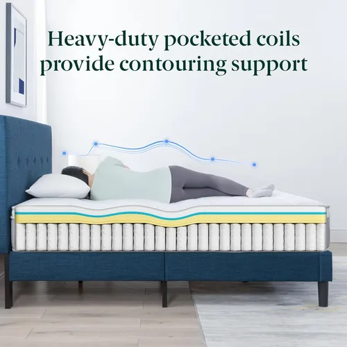 Miniatura 2 de Zinus Cool Support - Colchón híbrido de 12 pulgadas, espuma viscoelástica de gel refrescante, bobinas envueltas individualmente resistentes, alivio