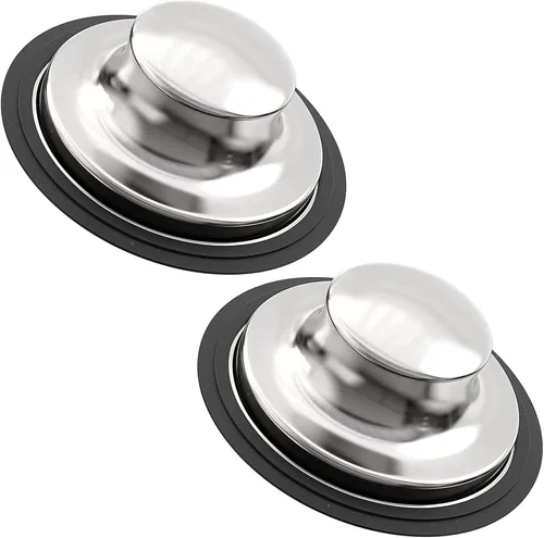 Paquete de 2 tapones para fregadero de cocina para eliminación de basura, tapón de acero inoxidable para eliminación de basura que se adapta a