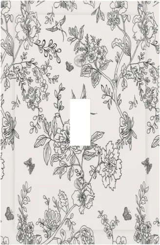 Miniatura 98 de Cubierta decorativa para interruptor de luz, diseño de pájaros y flores florales en blanco y negro, 2 bandas, cubierta decorativa para pared, placa