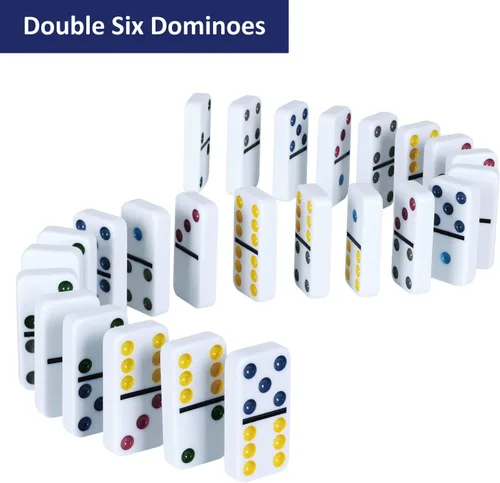 Miniatura 6 de GOTHINK Juego de Dominó Doble 6 para Adultos con Caja de Almacenamiento de Lata - 28 Fichas de Dominó de Colores con Puntos para Juegos de Mesa