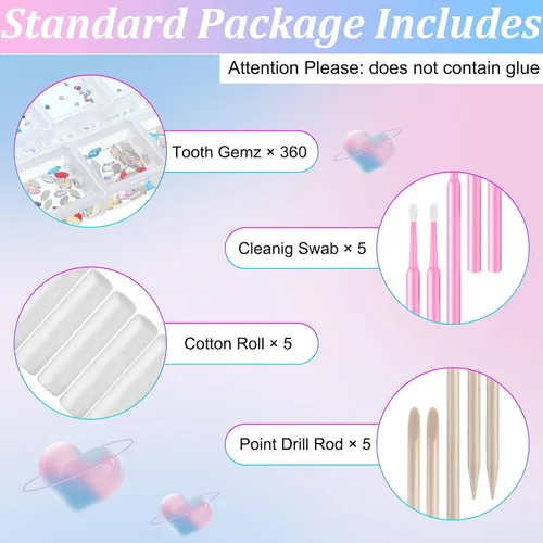 Miniatura 7 de Sosation Kit de 377 piezas de gemas de dientes para mujer, kit de joyería de dientes de moda de cristal artificial, juego de iniciación de gemas