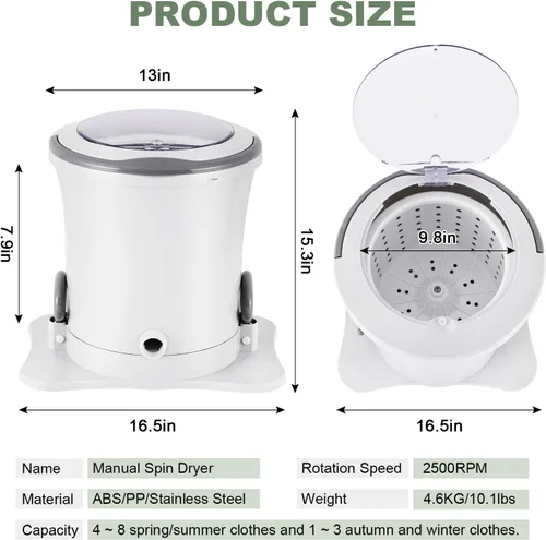 Miniatura 2 de Secadora de ropa manual portátil, mini secadora compacta, no eléctrica, lavadora de lavandería para RV, camping, escuela, apartamento, dormitorio
