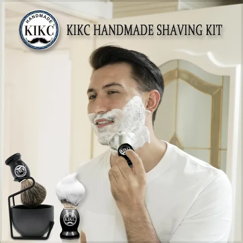 Miniatura 5 de KIKC Kit de afeitado 5 en 1 para afeitado húmedo, el juego incluye cepillo de afeitado de tejón puro hecho a mano, cuenco de jabón de acero Juego