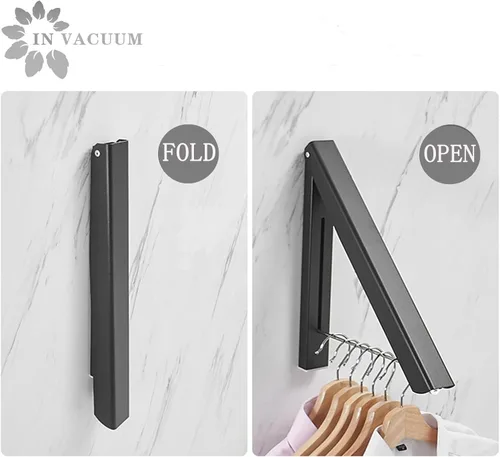Miniatura 3 de IN VACUUM Perchero de secado de ropa, perchero retráctil montado en la pared para lavandería, garaje, uso en interiores y exteriores, aluminio