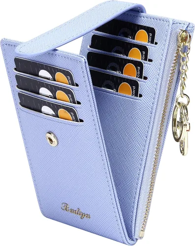 Miniatura 27 de Badiya Tarjetero para mujeres con RFID, carteras delgadas, plegables, tarjetero multifuncional, monedero