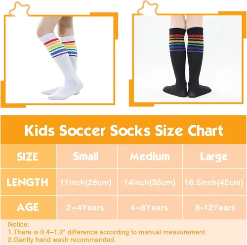 Miniatura 7 de TOCONFFON Calcetines de tubo hasta la rodilla para niños, niñas y adolescentes, calcetines deportivos de algodón para la escuela de fútbol, uniforme