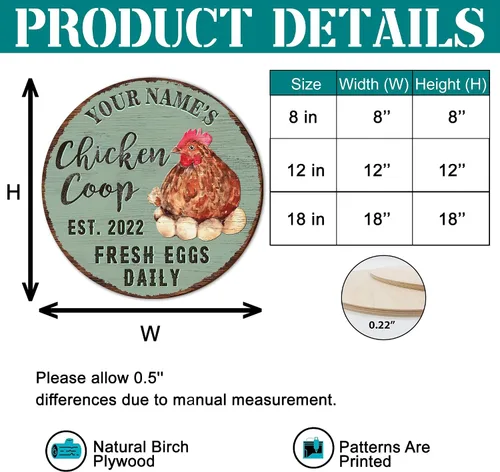 Miniatura 2 de Letrero de madera de gallinero personalizado para gallinero, diseño de granja esponjosa, varios tamaños, nombre personalizado, título y cita