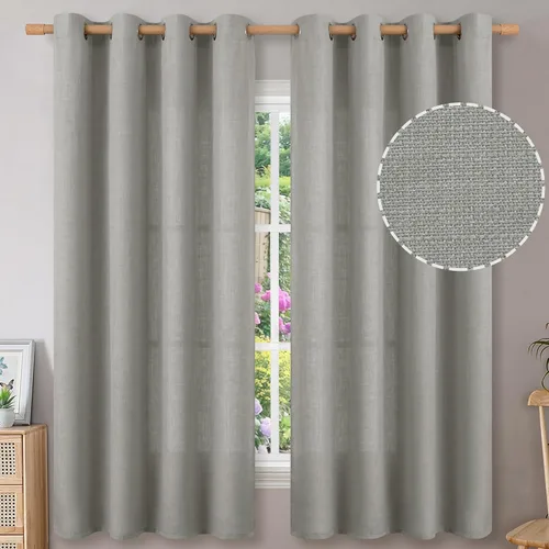 Miniatura 14 de BGment Cortinas de Lino Beige de 63 Pulgadas de Largo 2 Paneles - Tratamientos para Ventanas con Textura de Arpillera Filtrantes de Luz Cortinas
