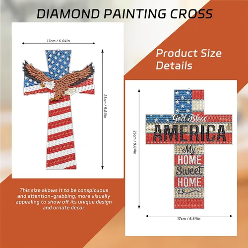 Miniatura 2 de Paquete de 2 kits de pintura de diamantes cruzados 5D DIY pintura de diamante cruz forma especial kit de arte de diamantes patrióticos bandera