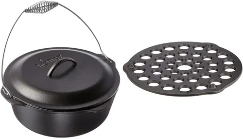 Miniatura 14 de Lodge Horno holandés de hierro fundido pre-sazonado de 5 cuartos de galón con tapa, mango de alambre para una fácil transferencia de la superficie
