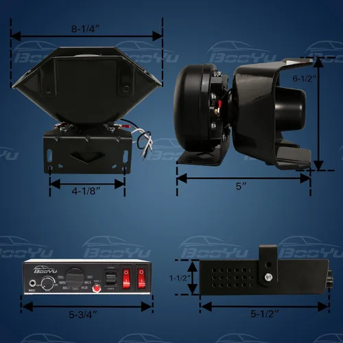 Miniatura 6 de Sistema PA de sirena de policía de emergencia de advertencia de 9 tonos de 12 V 200 W [altavoz fuerte de 180°] [micrófono de mano] [manos libres]