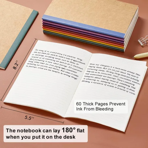 Miniatura 2 de feela Paquete de 16 cuadernos de composición al por mayor, cubierta de papel kraft, páginas rayadas con renglones universitarios, diarios de 8