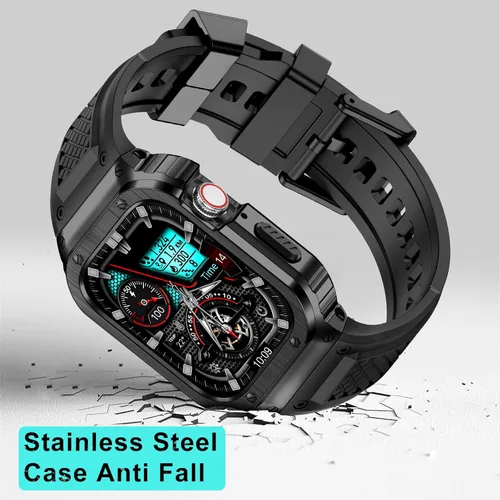 Miniatura 4 de Correa Deczone con caja de acero inoxidable compatible con Apple Watch Series SE 3 2 1/6 5 4 44mm, correa Series 3 2 1 42mm, correa iwatch de metal