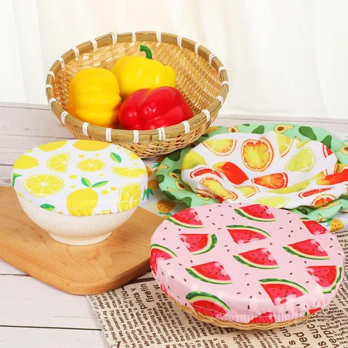 Miniatura 6 de 20 fundas para tazones de estilo veraniego, reutilizables, de tela, elásticas, para almacenamiento, tapas elásticas para recipientes, frutas