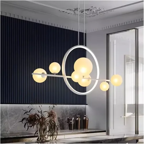 Decoracion Hogar Moderno Lamparas Dining Room Modern Pendant Lights Pendant Lamp Indoor Lighting Led Lights for Room(White,7 Head)