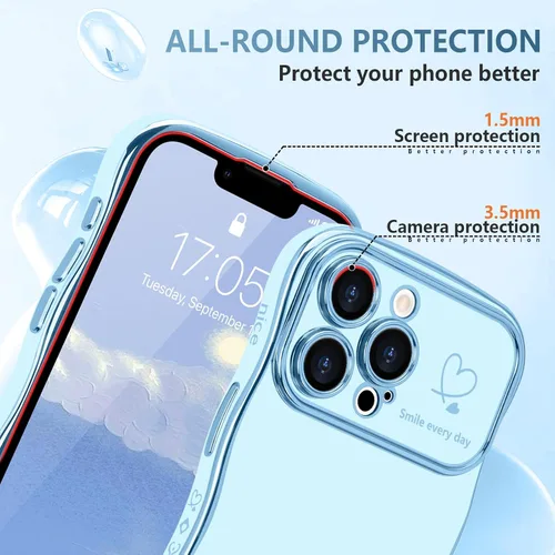 Miniatura 4 de LCHULLE Funda para iPhone 12 Pro para mujeres y niñas, lindo marco ondulado con forma rizada con patrón de corazón de amor, cubierta de protección