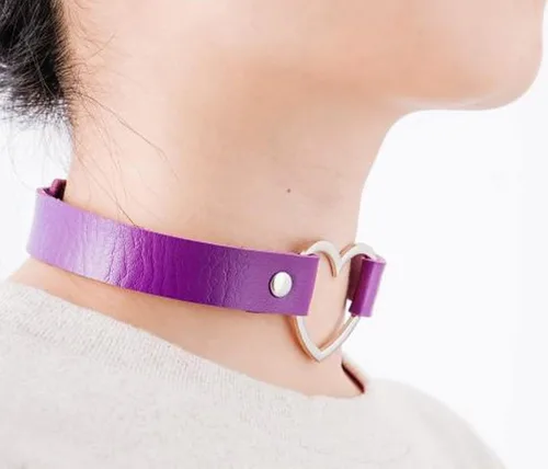 Miniatura 5 de Gargantilla de corazón punk para mujeres y niñas, collar gótico de piel sintética, ajustable, accesorios góticos