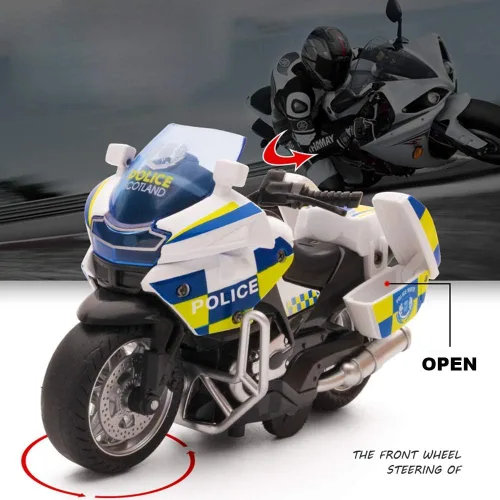 Miniatura 7 de Juguetes de motocicleta de tracción hacia atrás, pequeño regalo con iluminación musical, motocicletas de policía de juguete para niños de 3, 4, 5