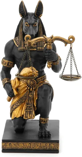 Miniatura 8 de Veronese Design 7 1/4" arrodillado Anubis Holding Escala de Verdad y Justicia Estatua de Resina Acabado Bronce Acabado en bronce fundido en frío