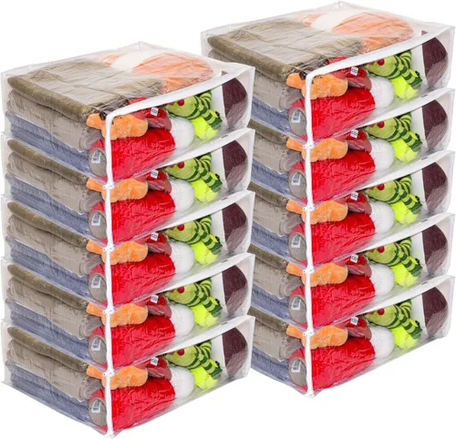 Miniatura 6 de Juego de 5 bolsas de almacenamiento con cremallera de vinilo transparente de 22 x 18 x 7.5 pulgadas