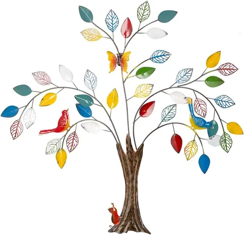 Miniatura 11 de dreamskip Arte de pared de árbol de la vida, decoración de pared grande para exteriores de 28 pulgadas con mariposa, arte de pared de metal hecho a
