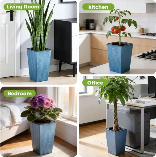 Miniatura 8 de Paquete de 2 macetas de riego automático de 10.7" x 6.9" para plantas de interior, macetas violetas de riego automático, macetas de flores