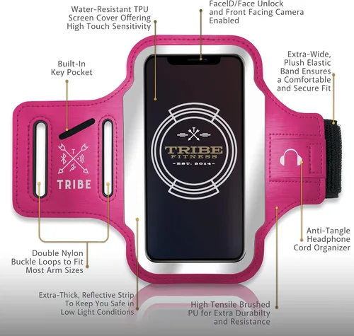Miniatura 3 de TRIBE - Brazalete para teléfono móvil para correr. Brazaletes deportivos para iPhone y Galaxy para mujeres, hombres, corredores, trotar, caminar