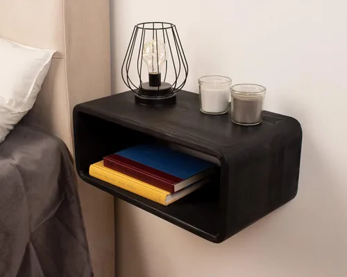 Miniatura 7 de Mesita de Noche Flotante de Madera, Mesa de Noche, Estantería de Noche, Hecho a Mano, Estante de Noche Montado en la Pared, Estilo Minimalista