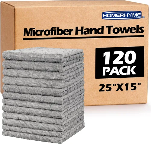 Miniatura 11 de Toallas de Baño de Mano de Microfibra, Paquete de 6 de 25 x 15 pulgadas Toallas de Mano Grises para Baño, Multiusos de Secado Rápido Sin Pelusas