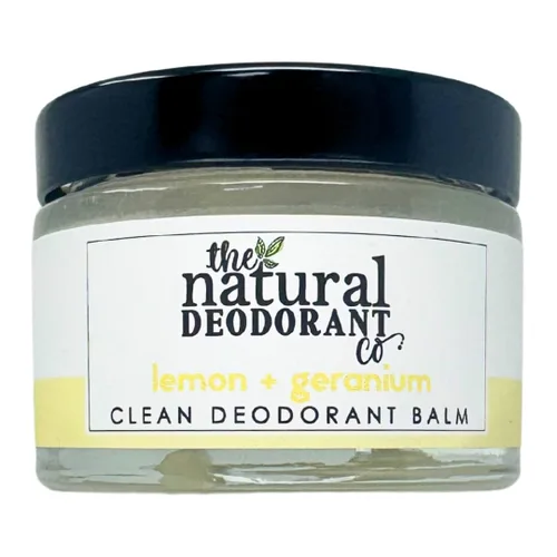 The Natural Deodorant Co, Clean Bálsamo desodorante limón y geranio 1.94 oz, sin aluminio, sin plástico, protección todo el día
