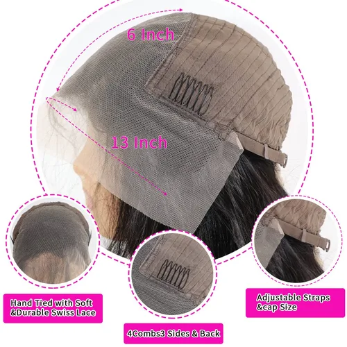 Miniatura 5 de Aicrelery Pelucas de encaje frontal 13x6 de cabello humano para mujeres, onda corporal 13x6, encaje frontal HD 180 de densidad, brasileña, sin