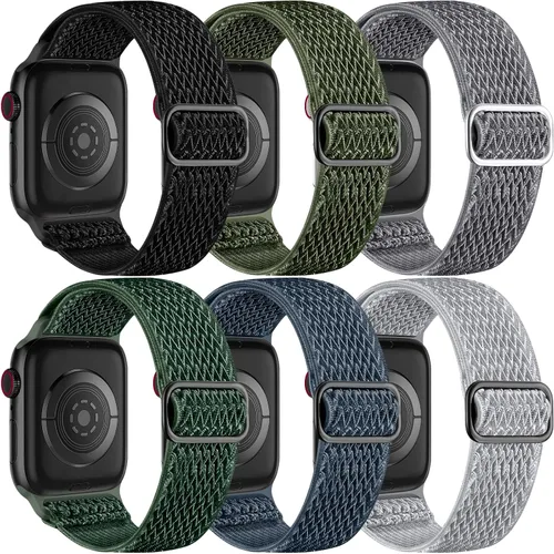 Lerobo 6 Pack de Correas Trenzadas Compatibles con Apple Watch de 1.73, 1.77, 1.65, 1.93, 1.81, 1.61, 1.57 y 1.49 Pulgadas, Correas Deportivas