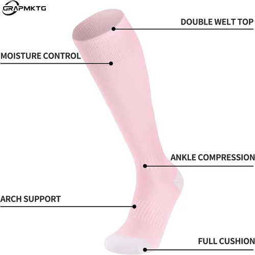 Miniatura 5 de GRAPMKTG 3 pares de calcetines de fútbol de fútbol para jóvenes, calcetines de béisbol y sóftbol para mujeres y hombres y niñas