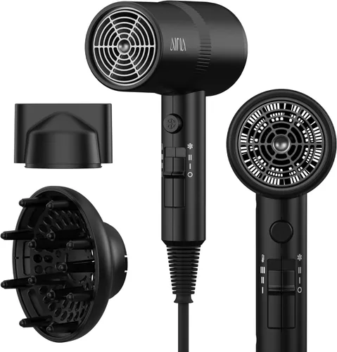 Miniatura 10 de AINA Secador de pelo con difusor, peine Secador de pelo para mujer, compacto, profesional, secado iónico Botón de disparo frío 110V/ALCI