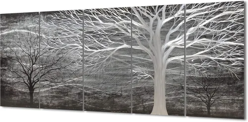 Miniatura 20 de Yihui Arts Arte abstracto de metal para pared, árbol de la vida, hecho a mano, 5 piezas, paneles grandes, grandes, únicos, de aluminio 3D, moderno