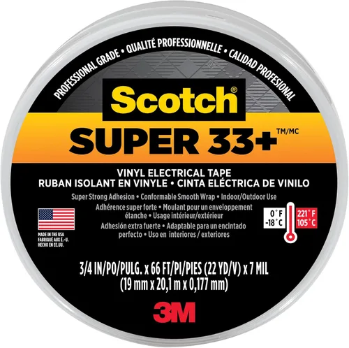 Miniatura 2 de 3M Scotch Super 33+ Cinta eléctrica de vinilo, 0.75 pulgadas por 66 pies