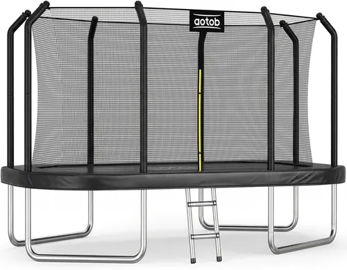 AOTOB Trampolín rectangular de 12 pies/14 pies – Trampolines perfectos para exteriores para niños – Tranpoline estilo gimnasia con recinto y