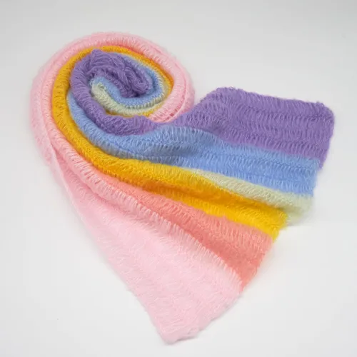 Miniatura 2 de Coberllus Accesorios de fotografía para bebé recién nacido, manta de mohair para niño y niña, arco iris, larga ondulación, para sesión de fotos