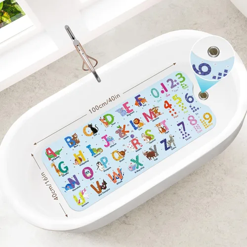 Miniatura 2 de SHUCHING Tapete de baño para bebé antideslizante de 40 x 16 pulgadas, tapete de baño para niños, sin moho, tapete de ducha antideslizante para baño