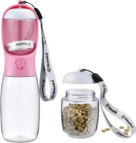 Miniatura 14 de Cibaabo Botella de agua para perros con contenedor de alimentos, cuenco de agua para cachorros de viaje, dispensador portátil para mascotas