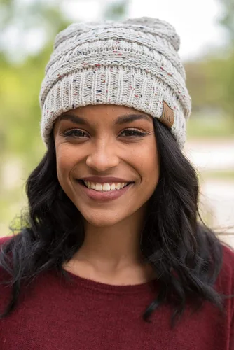Miniatura 3 de Funky Junque Gorros de mujer con confeti de punto trenzado de ganchillo Skullies Tobogan grueso suave cálido invierno sombrero de moda
