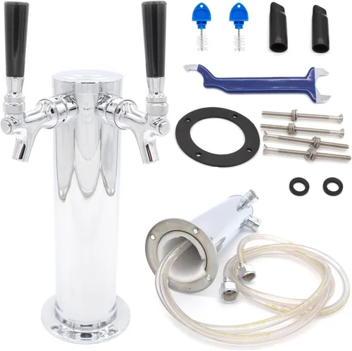Miniatura 6 de K&B - Torre Kegerator de cerveza de doble grifo de 3 pulgadas, personalizable (grifo cromado, mango de grifo de acero inoxidable)