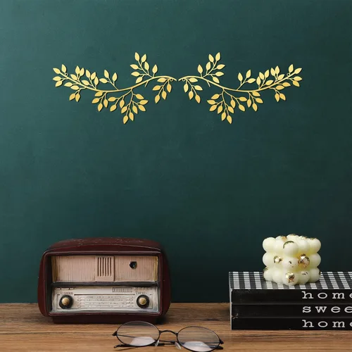 Miniatura 3 de Hotop 2 Piezas Decoración de Pared de Metal con Hojas de Árbol, Rama de Olivo con Vid, Arte de Pared de Hierro Forjado con Esculturas en Espiral