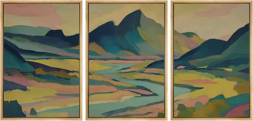 Miniatura 76 de SIGNWIN Lienzo enmarcado para pared, juego de arte tranquilo con reflejo de lago, acuarela, montaña y agua, ilustraciones modernas, arte abstracto