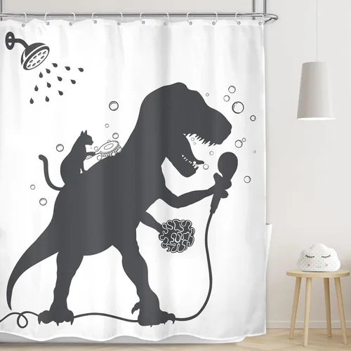 Miniatura 11 de Juego de cortinas de ducha divertidas con diseño de calavera y esqueleto de Halloween para baño, 60 pulgadas de ancho x 71 pulgadas de alto