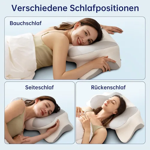 Miniatura 5 de Almohada cervical para el cuello, almohada ergonómica de espuma viscoelástica, diseño ortopédico para personas que duermen de lado, espalda y boca