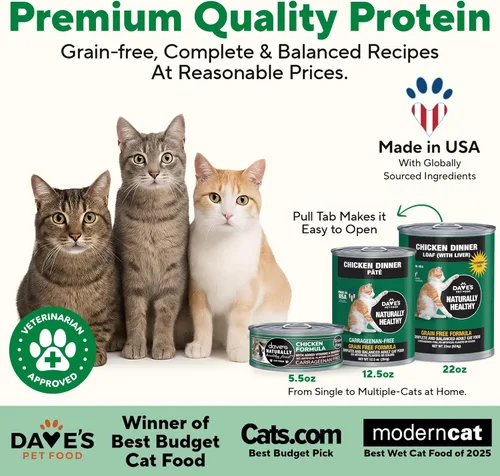 Miniatura 2 de Dave's Pet Food Alimento húmedo para gatos sin granos (fórmula de pollo), hecho en Estados Unidos, naturalmente saludable, alimentos enlatados