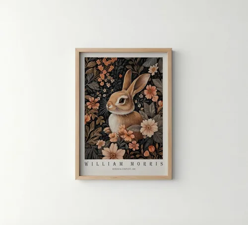 Miniatura 17 de Póster con impresión artística de gato negro, estilo William Morris, floral retro de mediados de siglo, botánico, victoriano, Academia oscura