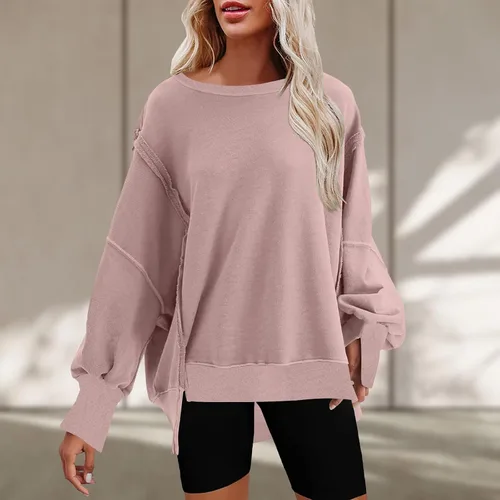 Miniatura 3 de Oversized Sweatshirts for Women Long Sleeve Crewneck Y2K Baggy Shirts Solid Casual Trendy No Hood Hoodie Tops 2023