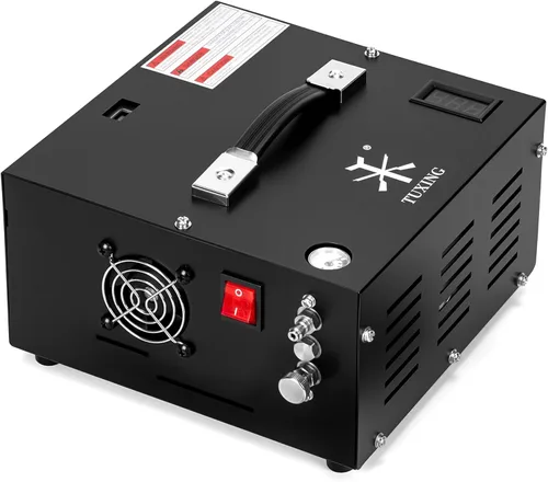 TUXING Compresor de aire PCP de 4500 Psi | Bomba de aire de alta presión de 30 Mpa 300 bar | Sin aceite/agua | Alimentado por automóvil 12 V CC o